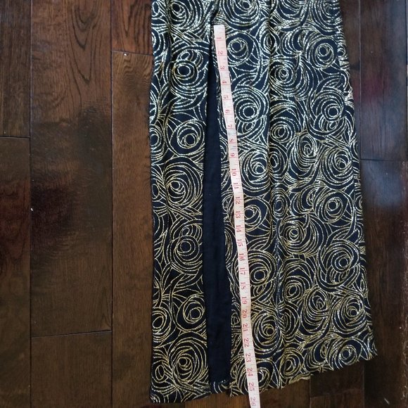 Kitty Black/Shimmering Gold/Mesh Long Evening Dress - Picture 10 of 11